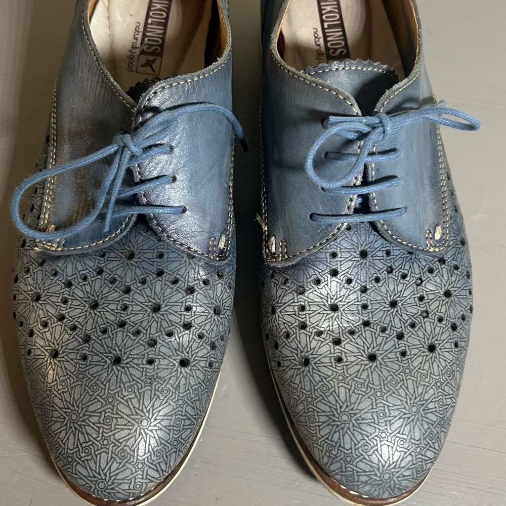 PIKOLINOS Perforated Blue Leather Oxfords - Picture 2 of 8